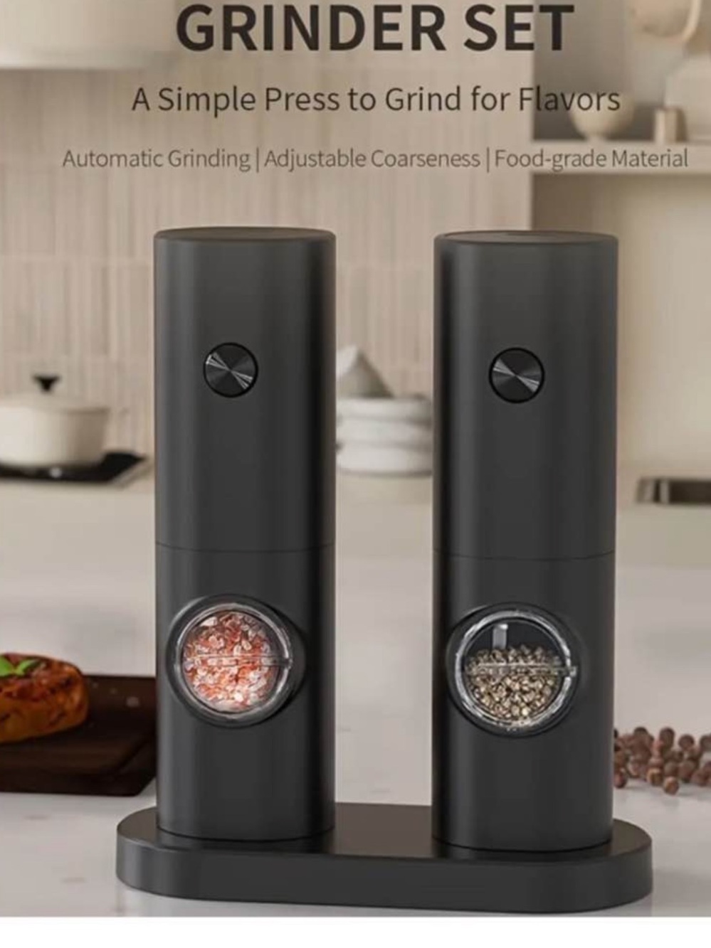 NEW Black Electric Salt & Pepper
Grinder Set - rechargeable